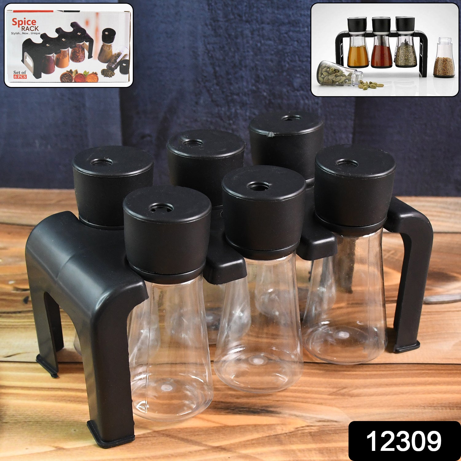 6-piece Plastic Spice Jar Set With Stand 6-piece Plastic Spice Jar Set With Stand